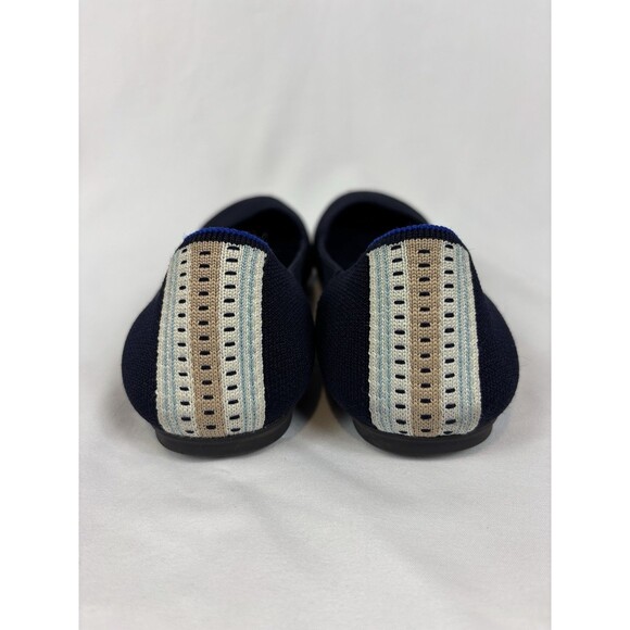 Rothy's The Square Toe Flats Navy Blue Size 8 Heel Stripe Accent Ballet Washable - Picture 6 of 14